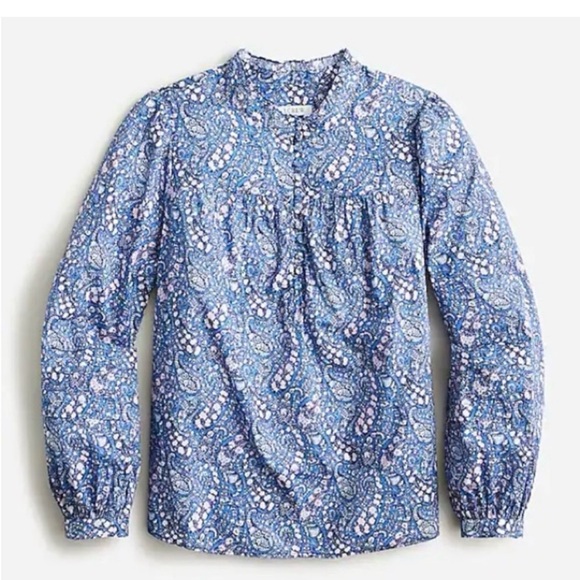 J.Crew Liberty print button-front ruffle-neck popover in Bourton Bloom - Picture 10 of 12